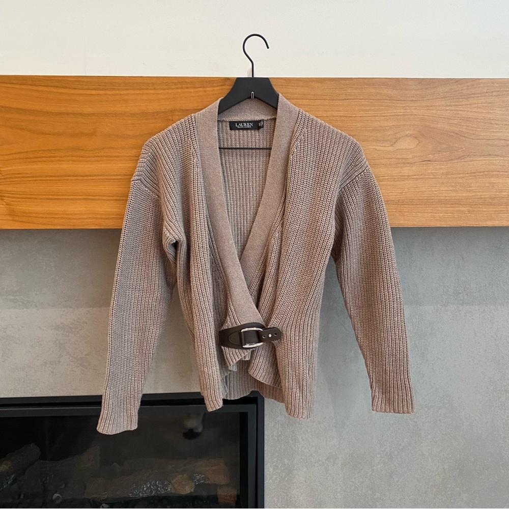 Lauren‎ Ralph Lauren Buckle-Trim Cotton Cardigan, Size XS - Picture 5 of 10